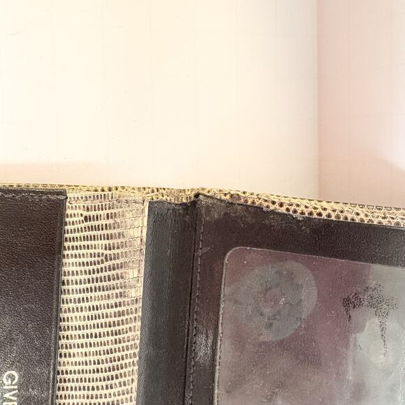 Vintage Givenchy Slim ID Wallet Bi Fold Brown Leather Magnetic Close Worn See - Picture 11 of 11